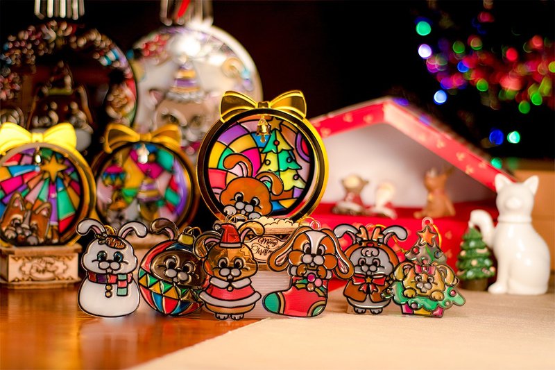 兔仔音樂盒及掛飾套裝【聖誕禮物】【客製化禮物】【聖誕禮盒】 - 擺飾/家飾品 - 壓克力 多色