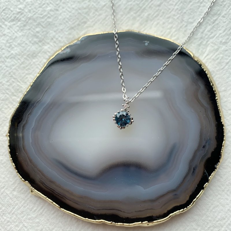 倫敦藍托帕石925純銀簡約風格項鍊 - 項鍊 - 寶石 銀色