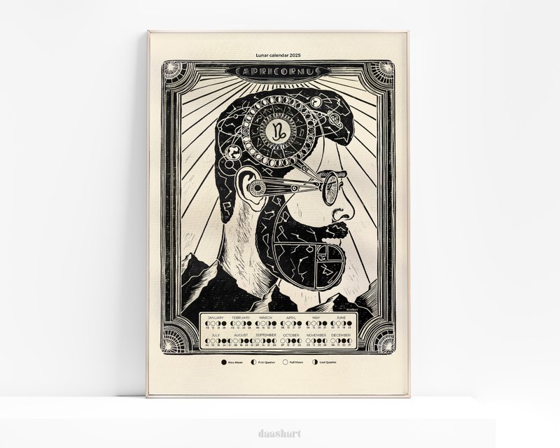 2025 Lunar Calendar Personalized Zodiac Sign Poster Male Portrait Printable Wall - 其他數位設計 - 其他材質