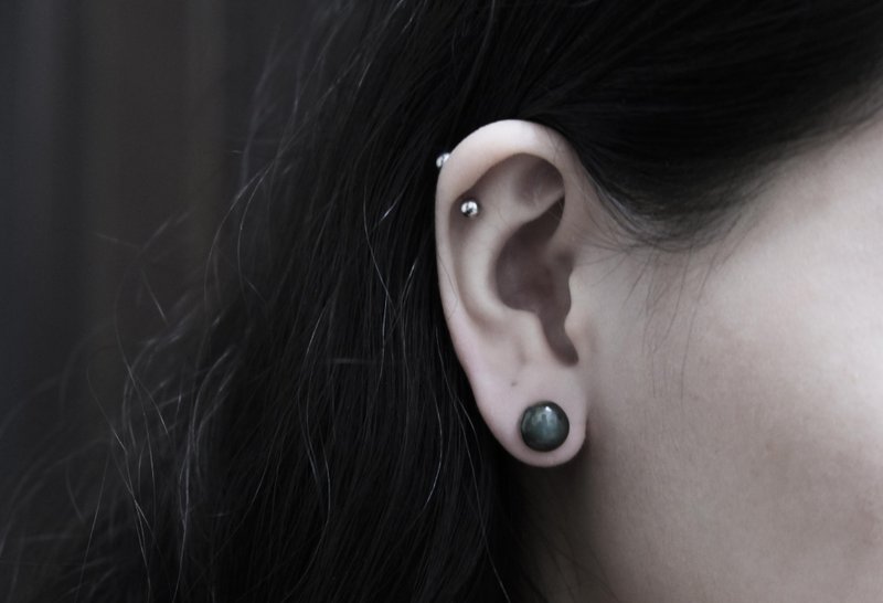 豆豆系列一號 ying work shop。 - 耳環/耳夾/耳骨夾 - 陶 綠色