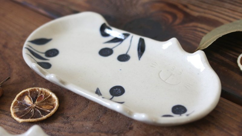 白瓷 貓型盤 - 盤子/餐盤/盤架 - 陶 白色