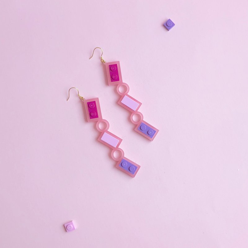 Dating Ice Cream Pink LEGO rectangle Earrings
