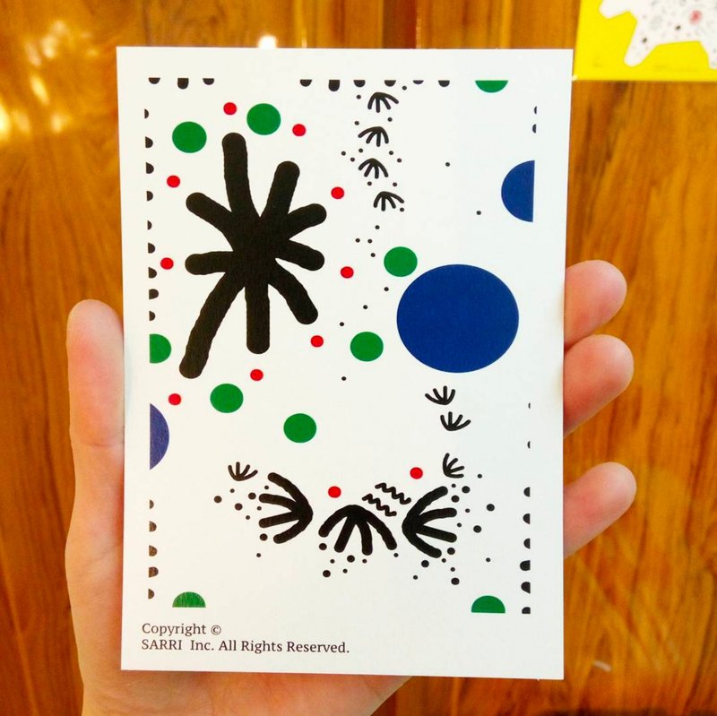 "Little Fireworks Celebration" Postcard Birthday Card Design Coloring Illustration Drawings Card Universal Card Art Fine Arts Modern Lovers Love Special Interesting Weird Features Weird Cute Taiwan Yellow Fun Funny Eye-catching Tale of Art Sequin