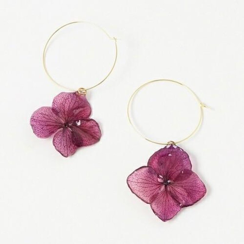 Hydrangea hoop earrings "Wine"
