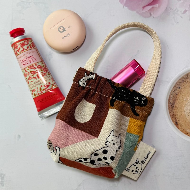 彈片小口金手提收納包 - 化妝包/收納袋 - 棉.麻 多色