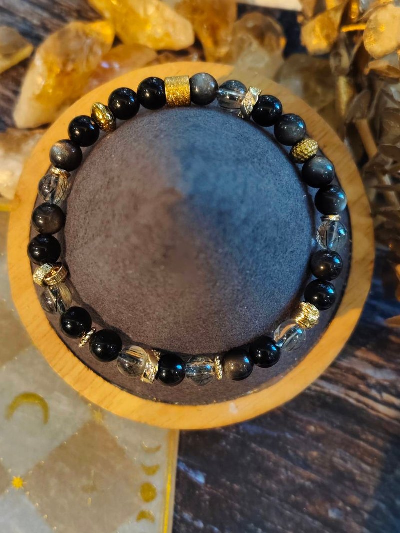 客製化水晶礦石手鏈  夜之光  穩定與洞察水晶手鍊 - 手鍊/手環 - 水晶