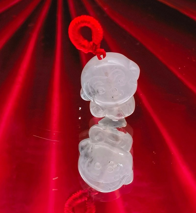 十二生肖系列 - (猴) 翡翠吊墜配手編手繩 - 吊飾/掛飾 - 寶石