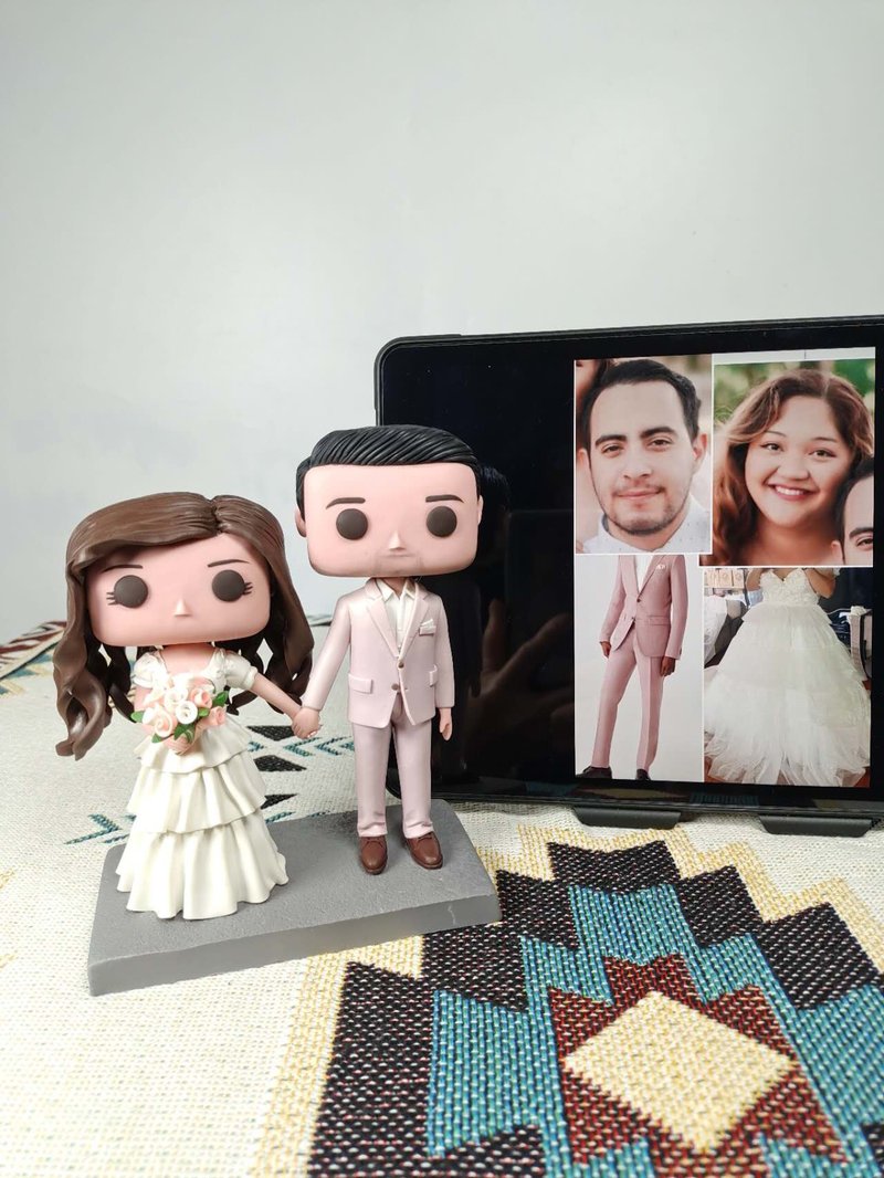 客製化3D人像公仔 訂製手工Funko Pop情侶父母夫妻結婚週年禮物 - 公仔/玩偶 - 黏土 多色