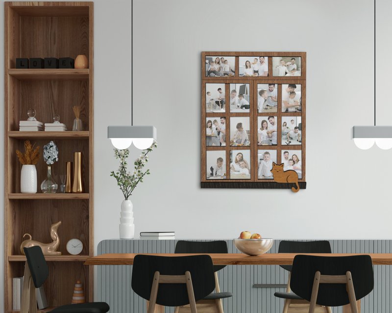 Custom color picture frame collage in a shape of a window Wall decor - 壁貼/牆壁裝飾 - 木頭 咖啡色