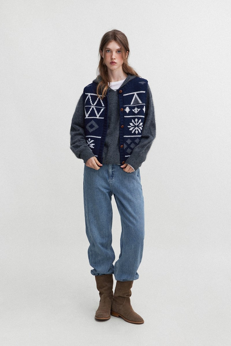 冰島幾何 / 麻點提花針織背心 / 羊毛 - 背心/無袖上衣 - 其他材質 多色