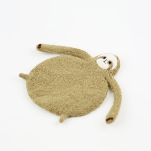 Flattened sloth wool felting coaster