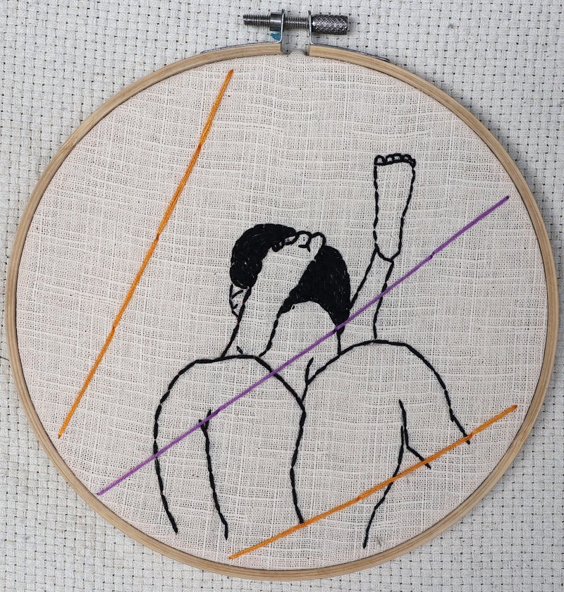 Monday morning手刺繡插畫