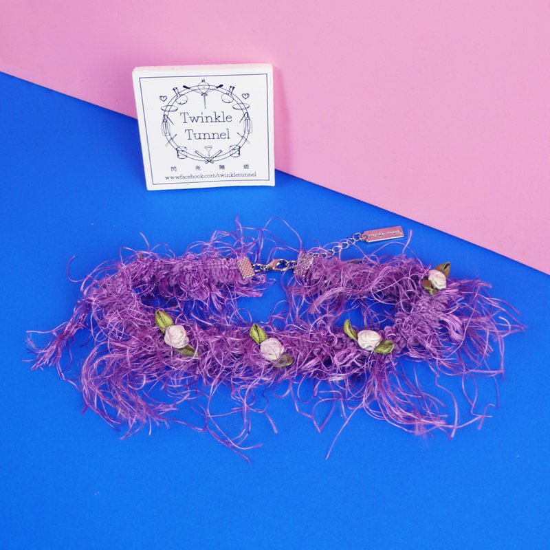 Purple Rose Garden stickers plush neck necklace