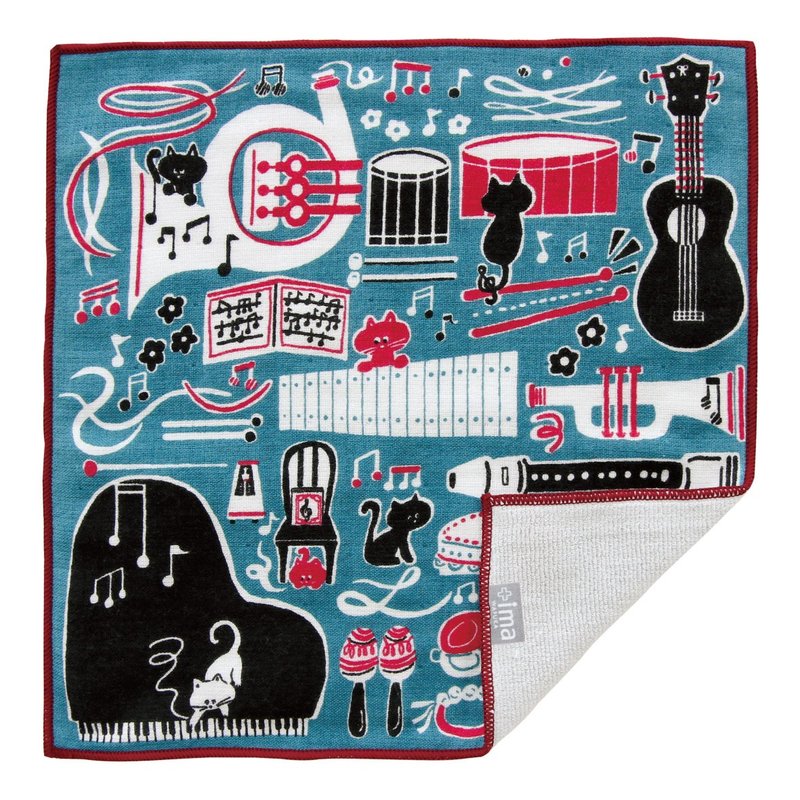 【IMA】WAFUKA Japan made Gift, Design, Soft, Cute & Unique Handkerchief- Rhythm C