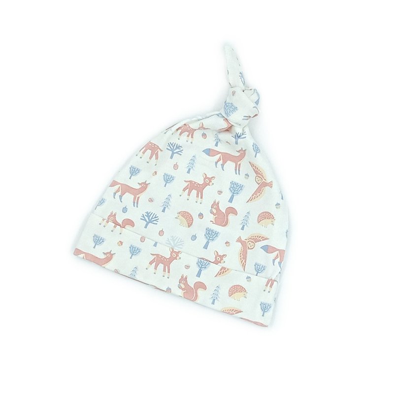 【Deux Filles有機棉】帶結嬰兒帽(狐狸) - 嬰兒帽子/髮帶 - 棉.麻