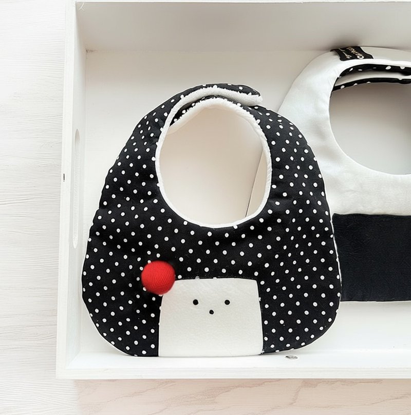 梅子飯糰造型雙面圍兜  御握り Onigiri 赤ちゃん - 圍兜/口水巾 - 棉.麻 黑色