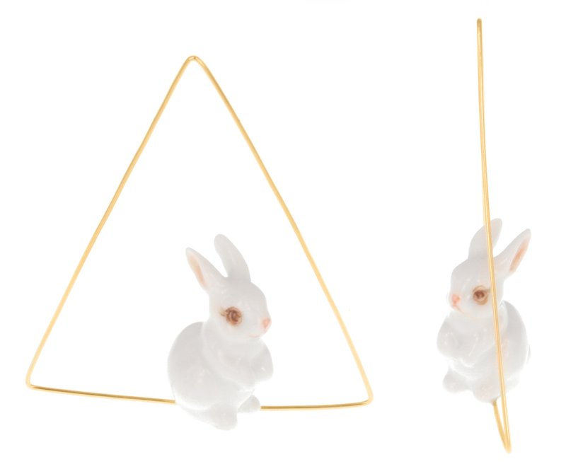 White Rabbit Triangle Creoles Earrings