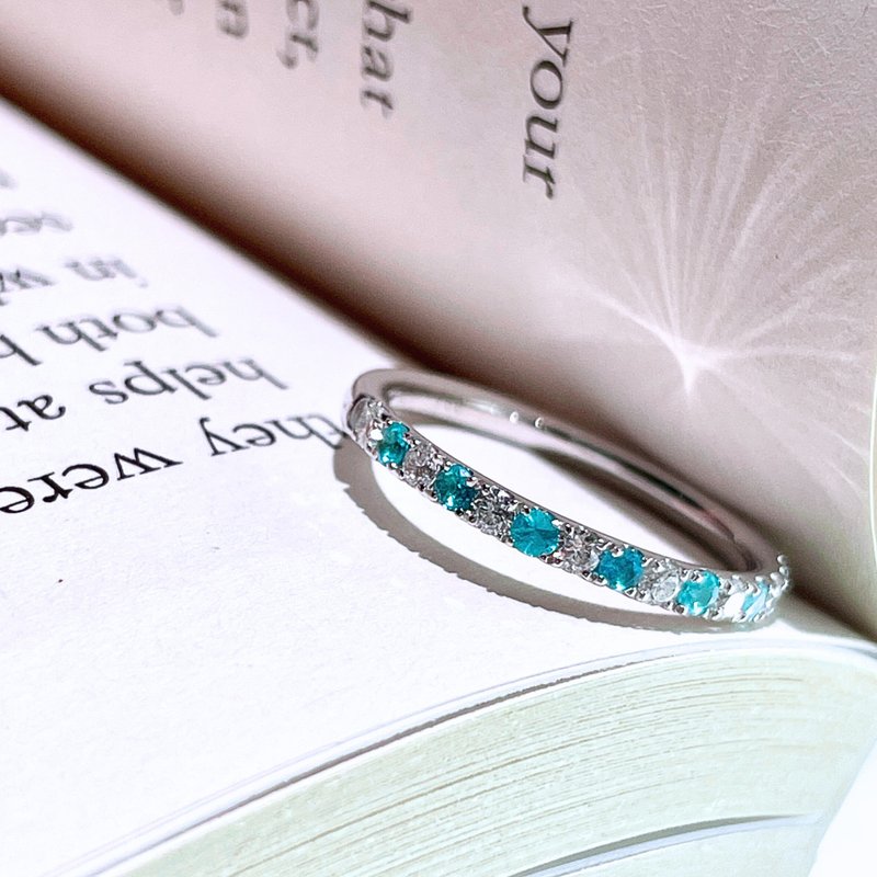 The Mono - 天然巴西帕拉伊巴碧璽 18k白金鑽戒 - 戒指 - 貴金屬 銀色