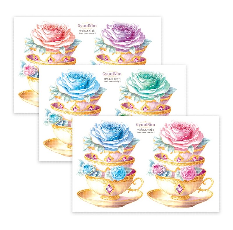 Eden rose tea cup sticker - 貼紙 - 紙