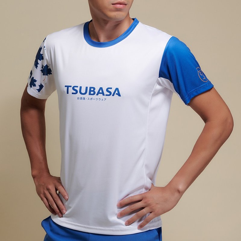 絲滑透氣機能排汗衫 楓葉晴藍 男運動衣 - 運動上衣/排汗衫 - 其他人造纖維 白色