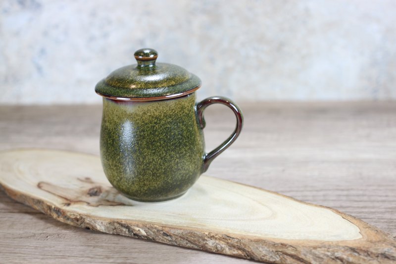 【送禮好物】茶末釉蓋杯 帶蓋馬克杯 鶯歌名家葉敏祥作品 - 咖啡杯/馬克杯 - 瓷