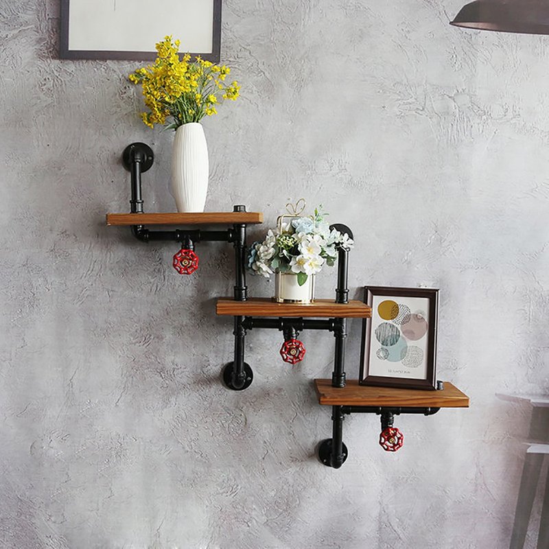 美式工業風置物架水管架子牆上裝飾收納架 - 層架/置物架/置物籃 - 其他金屬 咖啡色