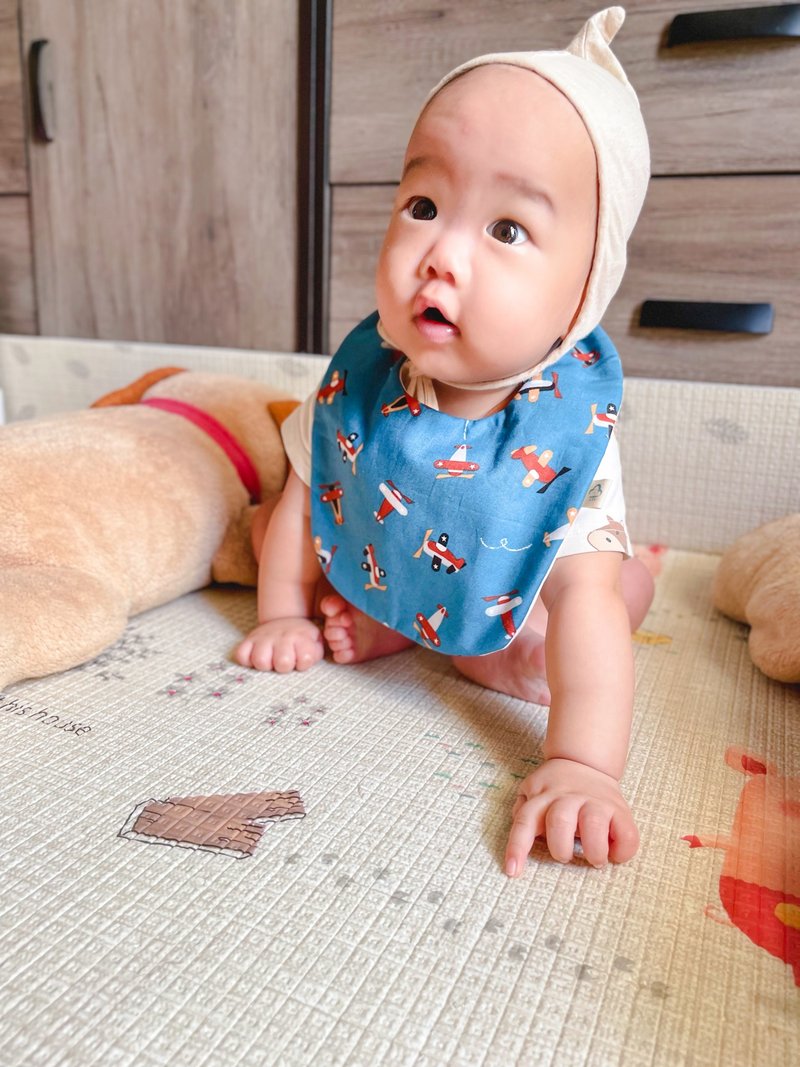 復古飛機(藍) 彌月禮盒組 - 彌月禮盒 - 棉.麻 藍色