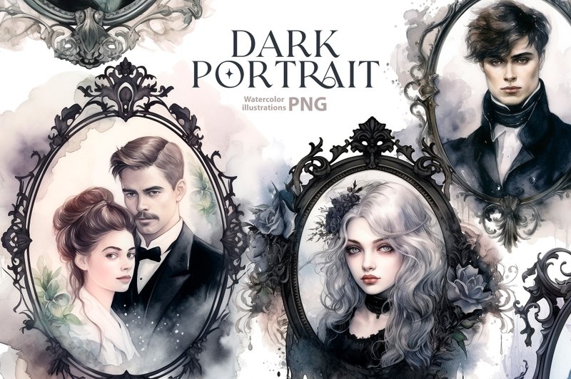 Watercolor HALLOWEEN cliparts Dark Victorian Clipart, Watercolor gothic png - 電子手帳及素材 - 其他材質