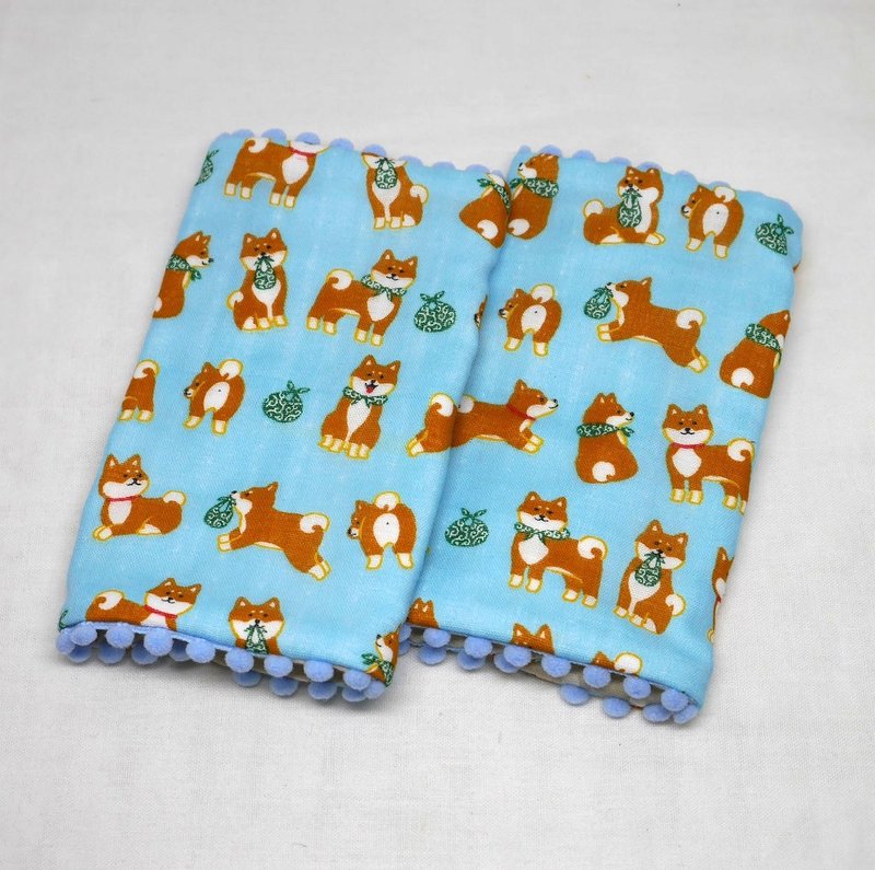 Japanese Handmade 8-layer-gauze droop sucking pads - 圍兜/口水巾 - 棉.麻 藍色