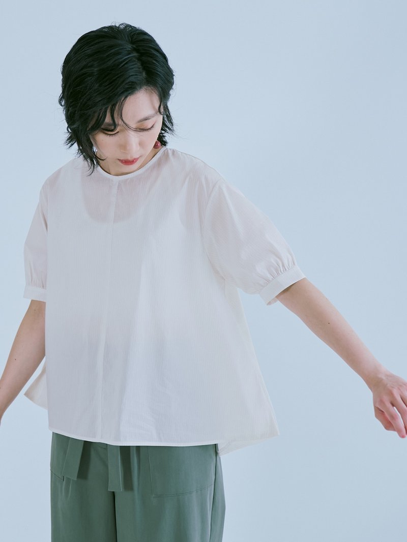 私藏月亮短袖上衣-日行 - 女 T 恤 - 棉.麻 白色