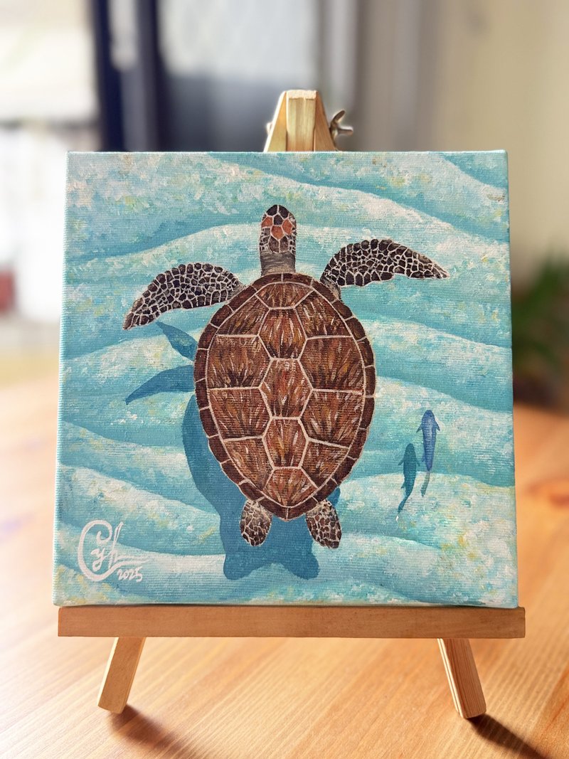 和我一起 迷你海龜8  With Me Mini Sea Turtle 8 - 似顏繪/客製畫 - 棉.麻 多色