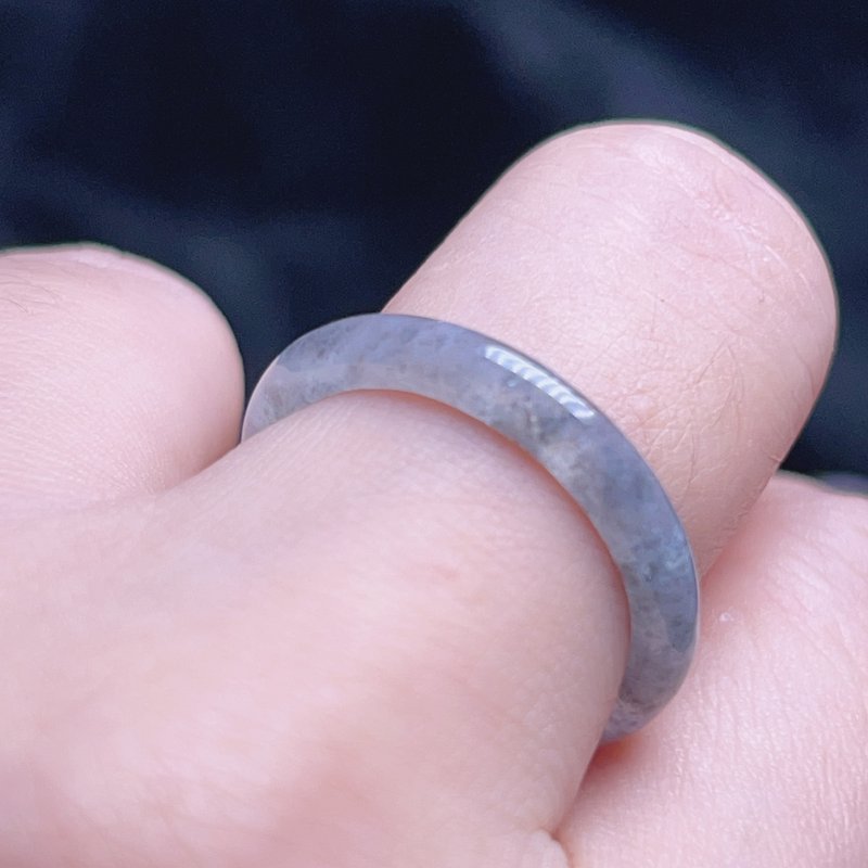 【求‧緣】冰烏雞翡翠戒圈 | 國際15圍 | 天然緬甸翡翠A貨 | 送禮 - 戒指 - 玉石 黑色