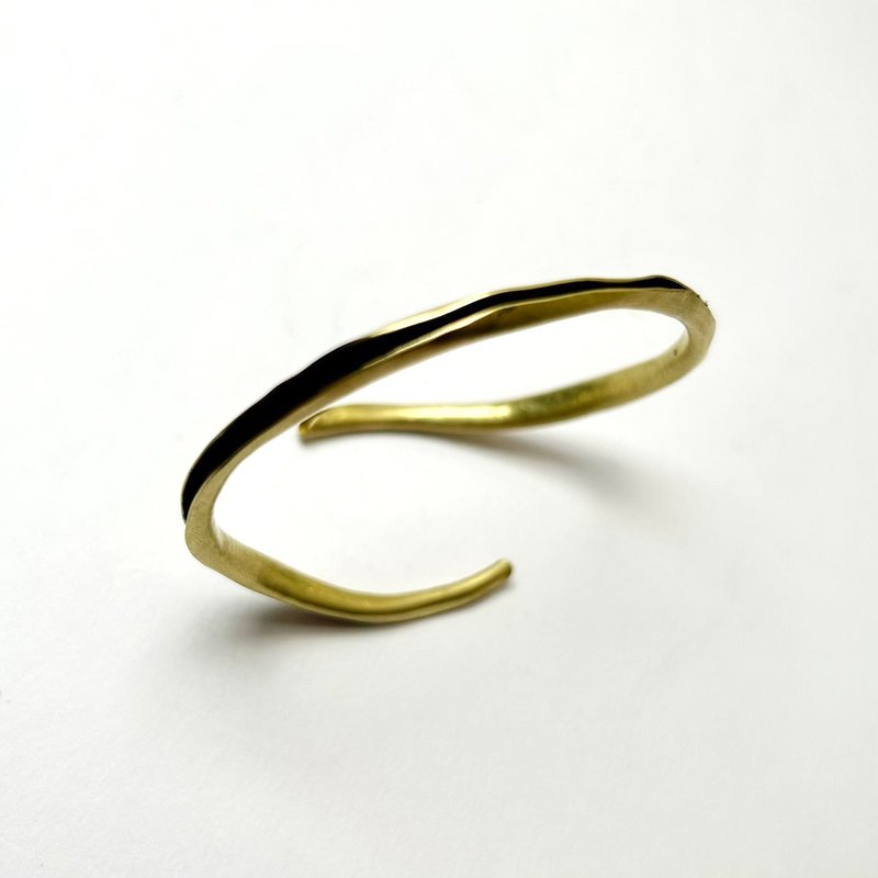 【Line 系列】 #a477 反包覆手環/ 黃銅/ 手工禮物/ 客製化 - 手鍊/手環 - 銅/黃銅 金色