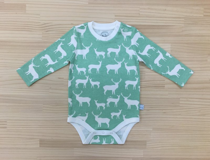 gujui love elk (Green Lake) - Organic cotton long sleeve package fart clothing 3 ~ 6M