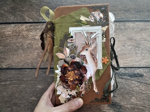 Forest mushroom junk journal Woodland notebook for sale handmade Botany