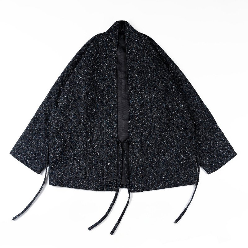 【神海紋 星塵】原創日系手作改良式四綁帶羽織外套 - 男夾克/外套 - 棉.麻