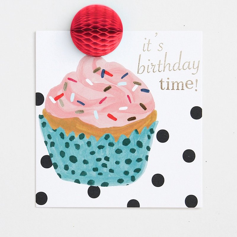 【caroline gardner】Pom Pom it's birthday time cupcake card