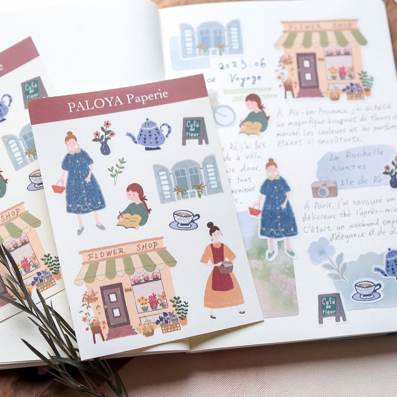 【小花園女孩日常】手帳裝飾貼紙 A6圖鑑貼紙 - 貼紙 - 紙 粉紅色