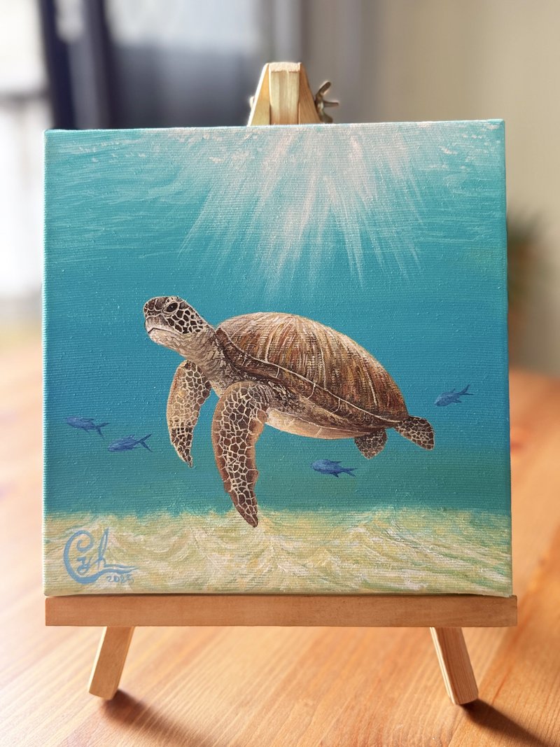 和我一起 迷你海龜3 With Me Mini Sea Turtle 3 - 似顏繪/客製畫 - 棉.麻 多色