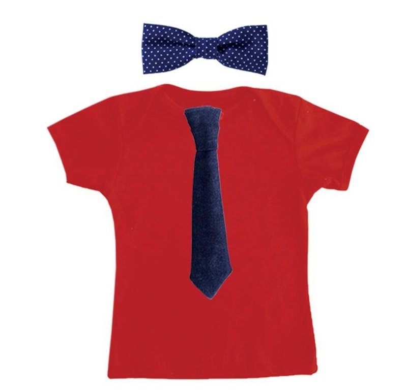 Mr. Tie Red T-shirt Tie Set (Denim Tie + Dot 啾啾)