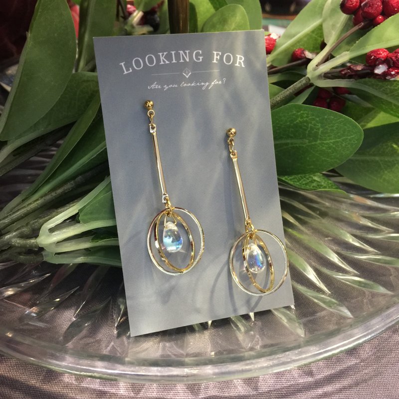 Clearance (free changeable spiral ear clip) earrings-planet Czech beads