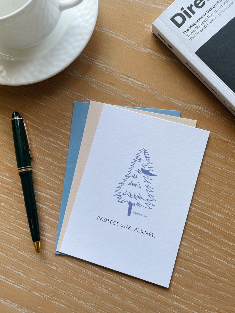 Tree/postcard card with hair blown by the wind