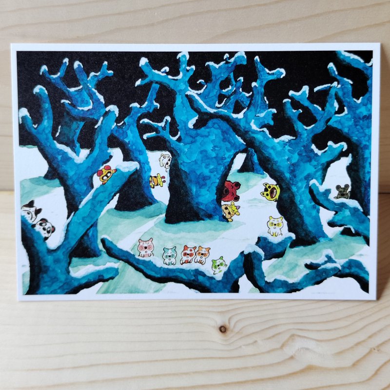 Silent / Laughing Smilehello Illustration Log Postcard