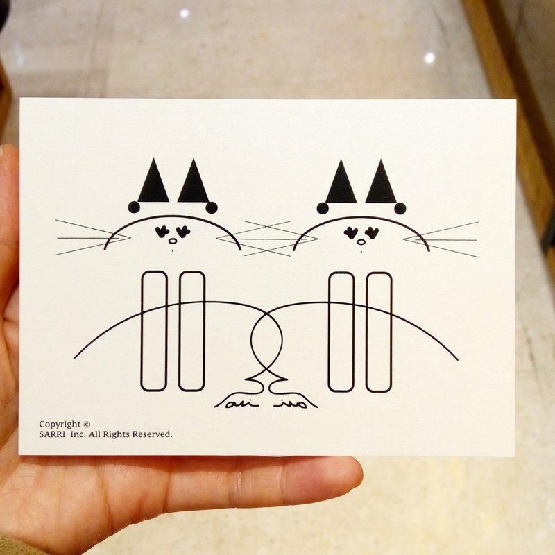 "Twin cats" postcards birthday card design coloring illustration card this card universal card arts and the arts modern lover love special fun strange weird cute Taiwan yellow fun funny eye-catching tide art glitter flash cool different famous lo