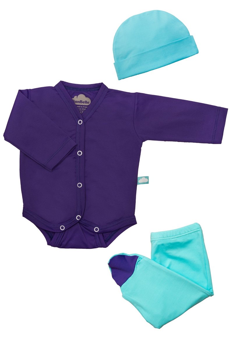 SanBelle 3 Pieces Set★Anti-bacteria★Preemie Size Purple×Calypso