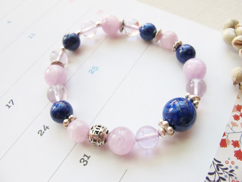 孔賽石 青金石 紫水晶【靛藍紫】消除緊張 保佑平安健康 - 手鍊/手環 - 水晶 多色