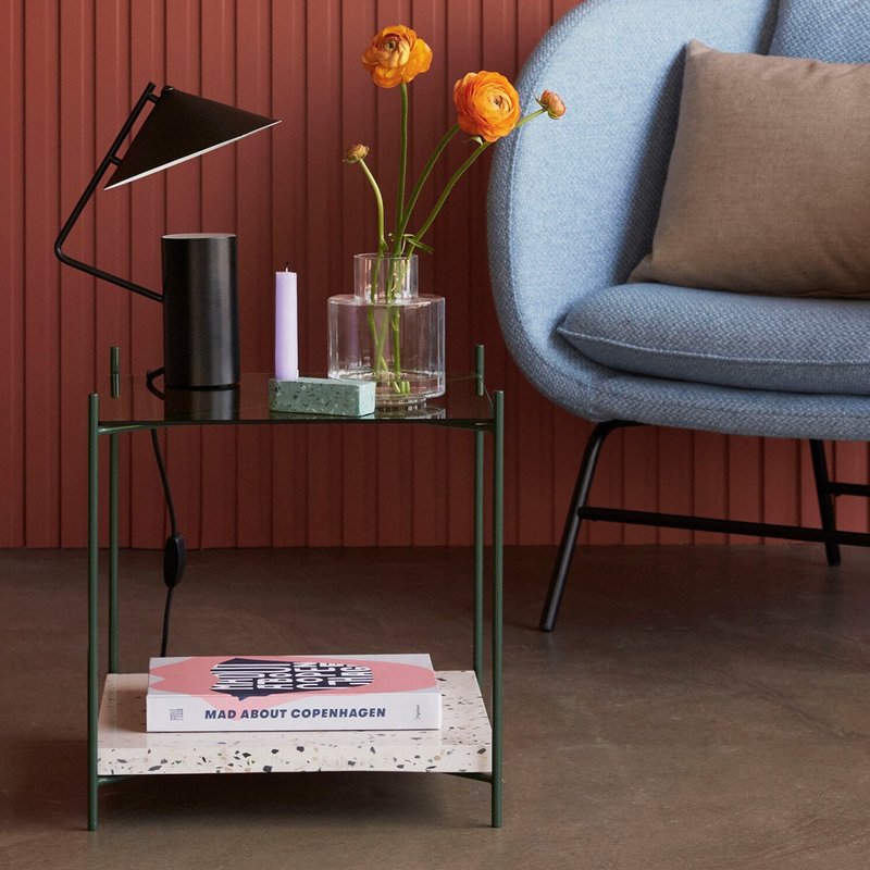 【Hübsch】-021221 水磨石草綠玻璃茶几桌 - 餐桌/書桌 - 玻璃 綠色