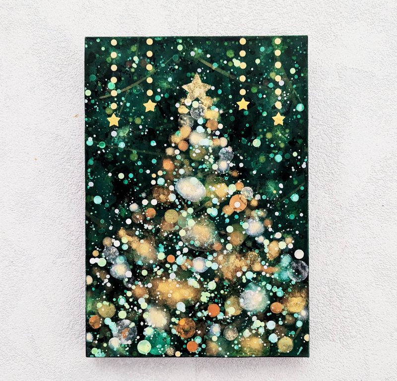 クリスマスツリーイルミネーションgreen(アクリル原画) - 海報/掛畫/掛布 - 木頭 綠色
