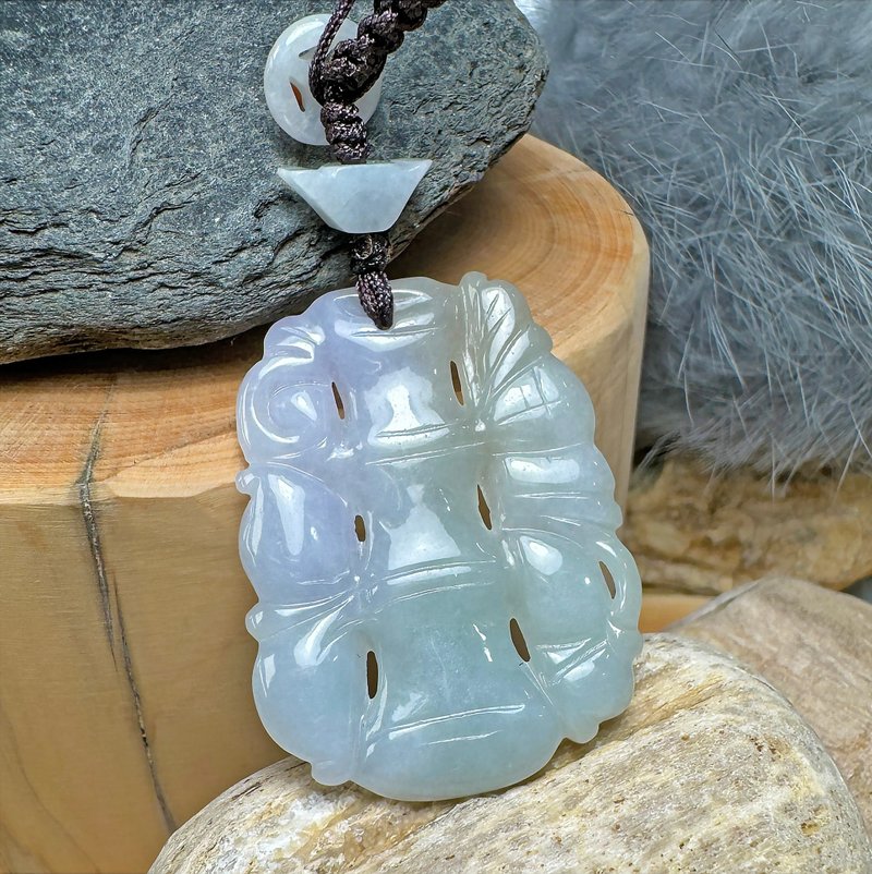 漸變幻彩色 冰糯 春彩 簍空 竹節 雙面雕刻 節節高升 天然 緬甸玉 - 項鍊 - 玉石 多色