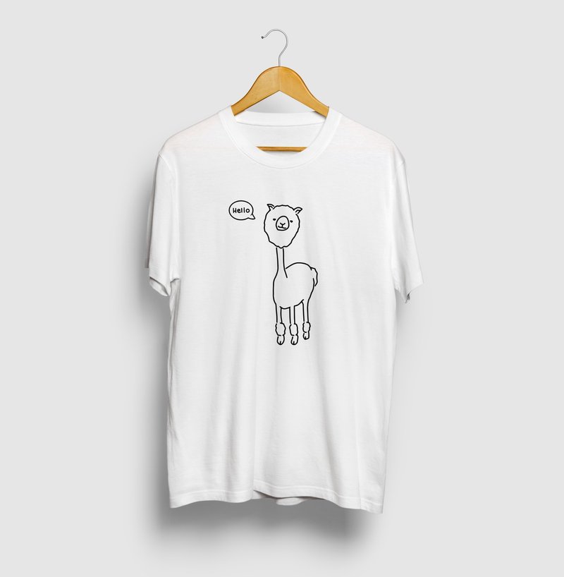 Alpaca Ion HELLO animal illustration T-shirt